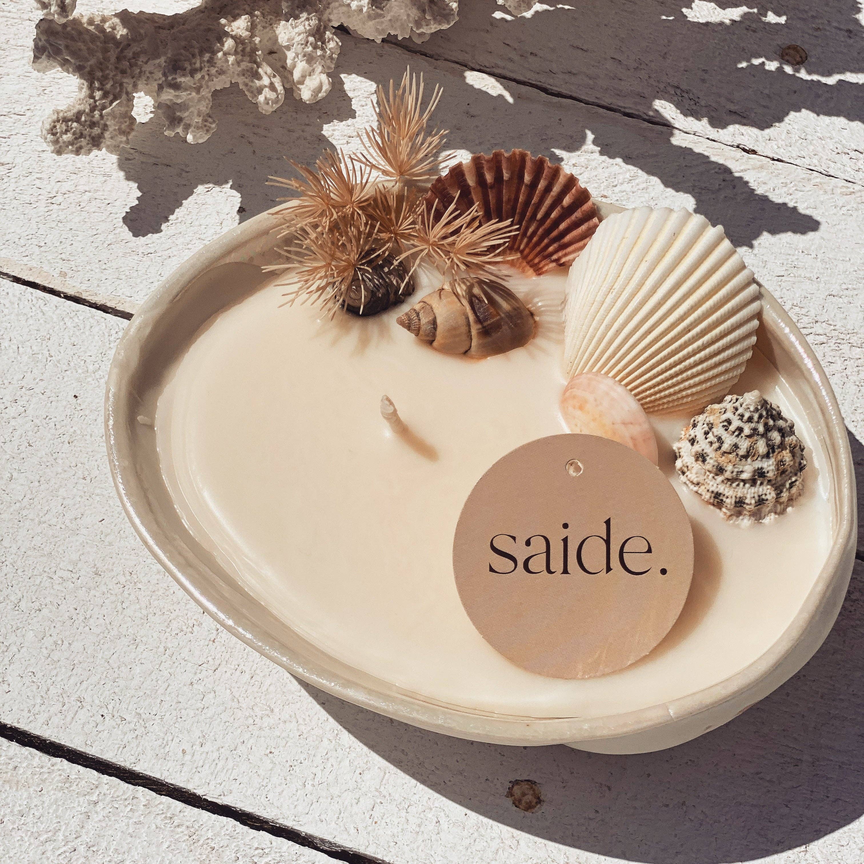 Abalone seashell ceramic soy candle | surf wax
