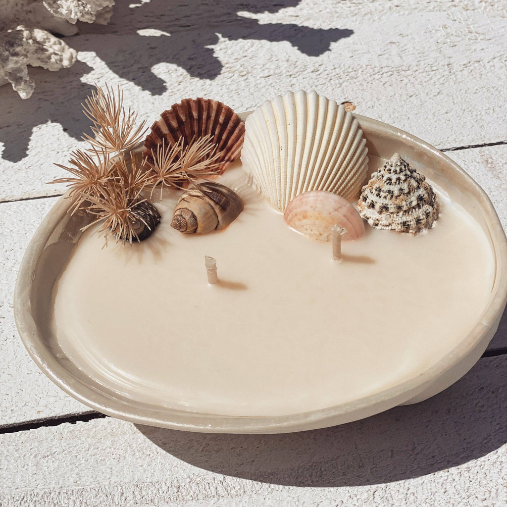 Abalone seashell ceramic soy candle | surf wax