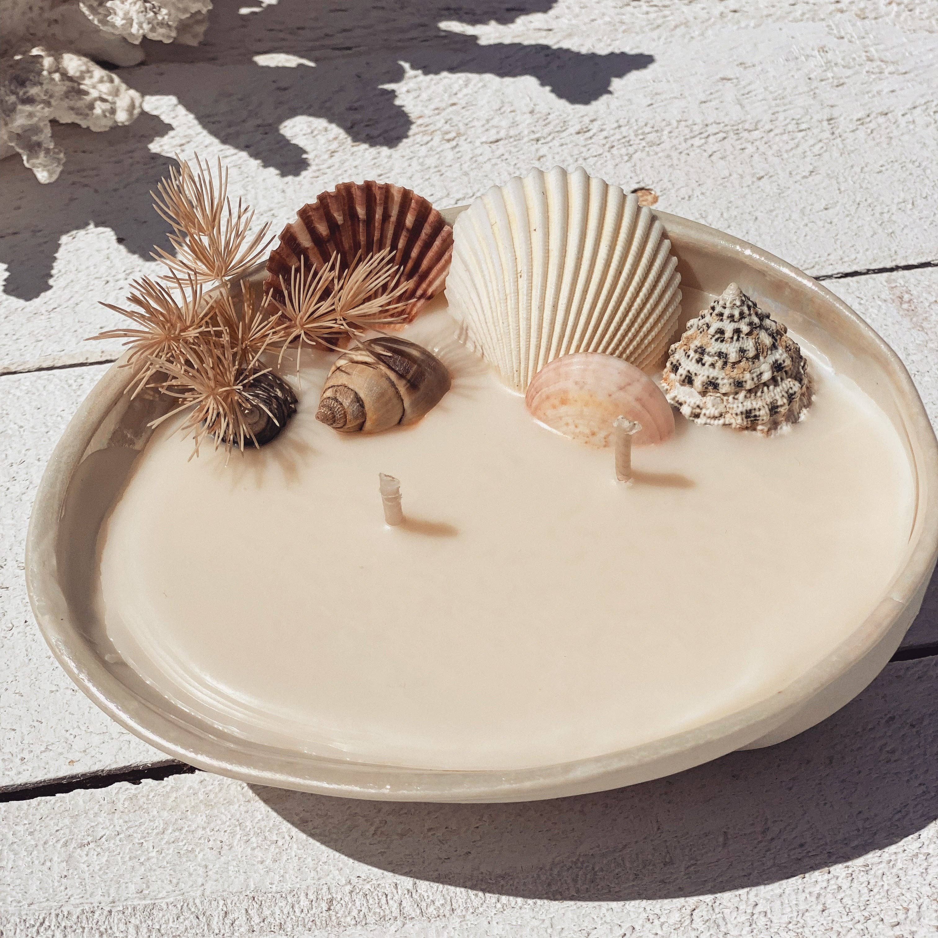 Abalone seashell ceramic soy candle | surf wax