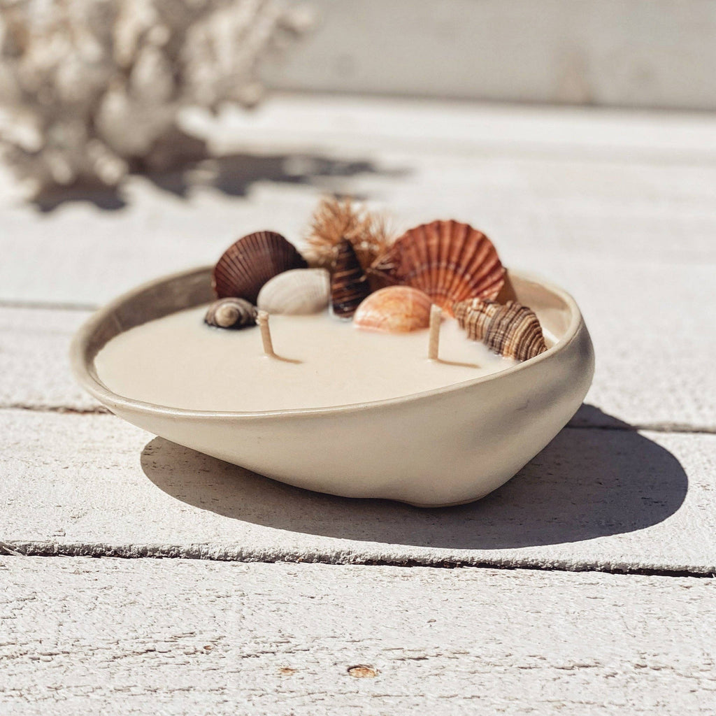 Abalone seashell ceramic soy candle | surf wax