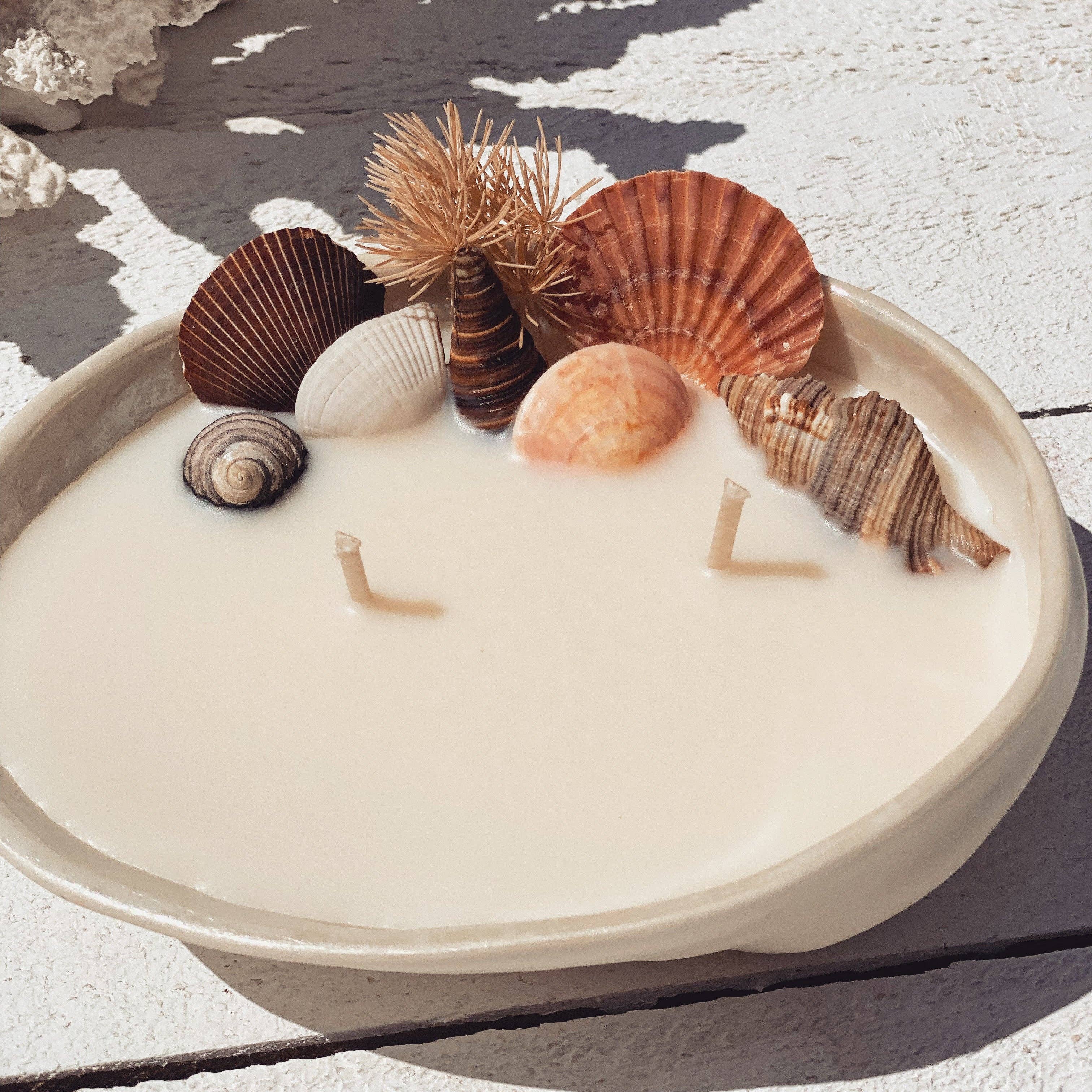 Abalone seashell ceramic soy candle | surf wax