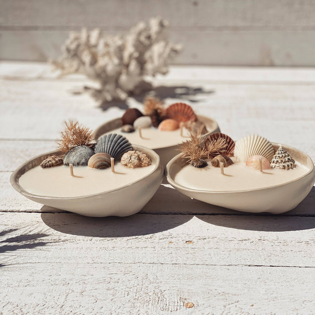 Abalone seashell ceramic soy candle | surf wax
