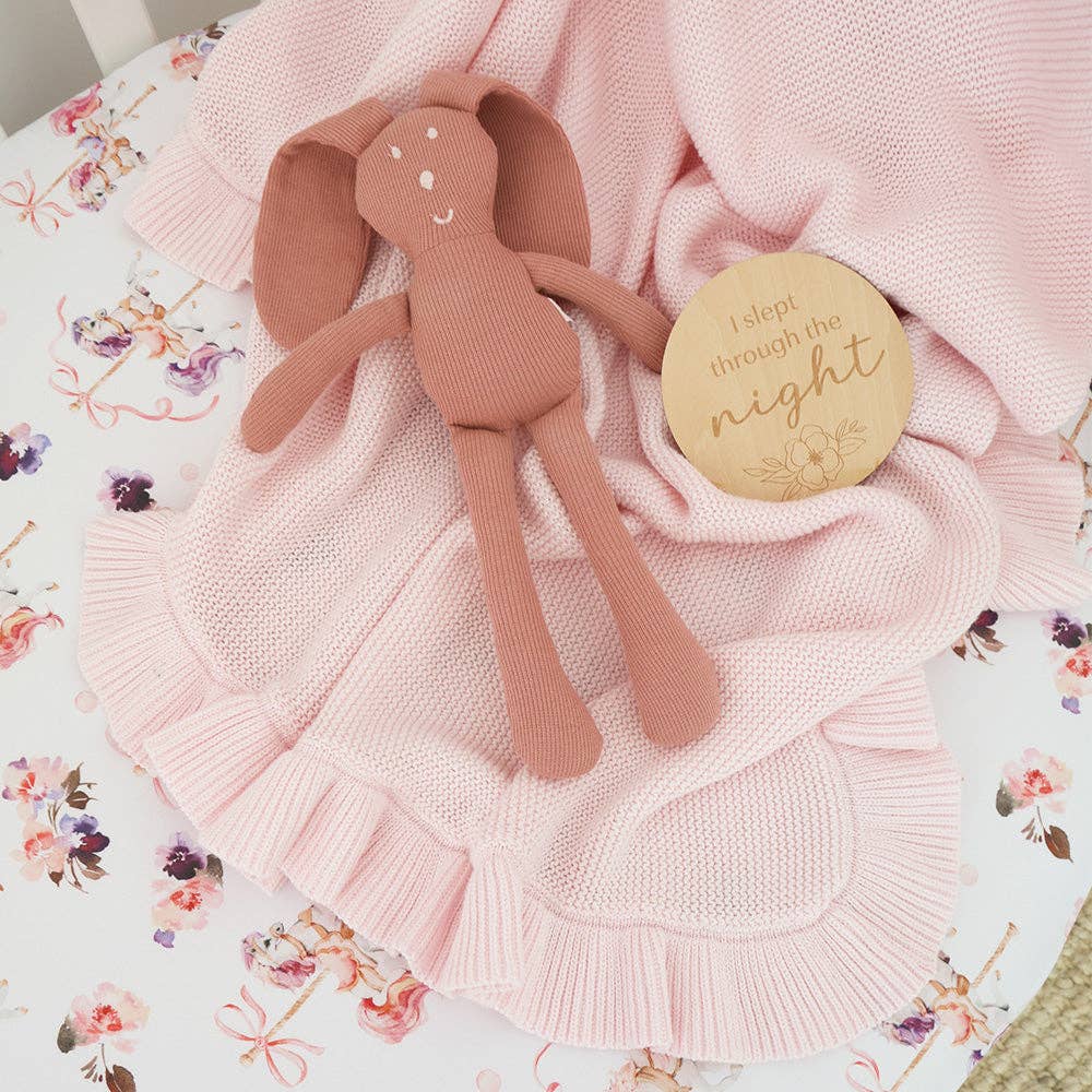 Blush Pink Ruffle Knit Organic Baby Blanket