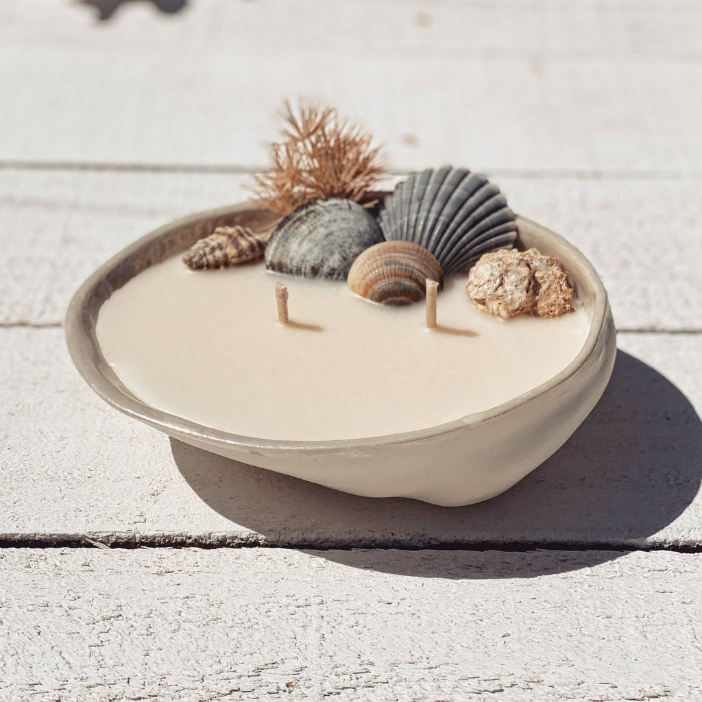 Abalone seashell ceramic soy candle | surf wax