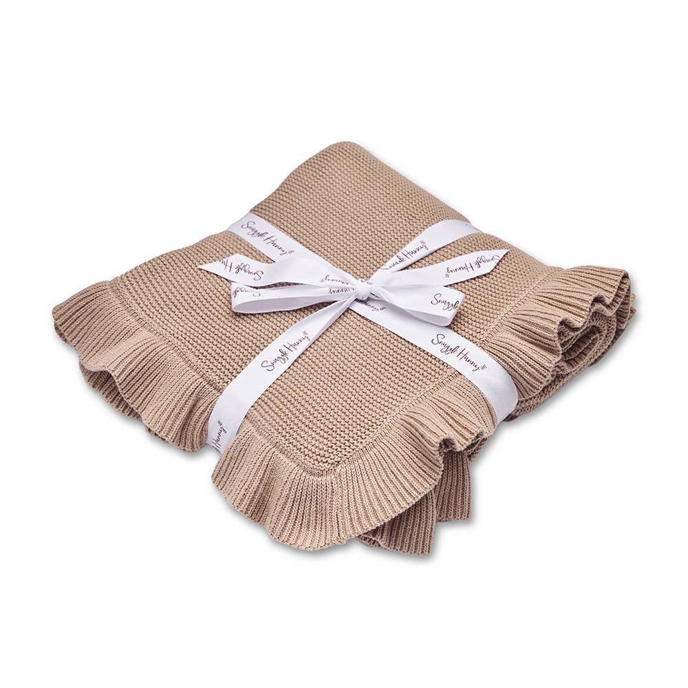 Hazelnut Ruffle Knit Organic Baby Blanket